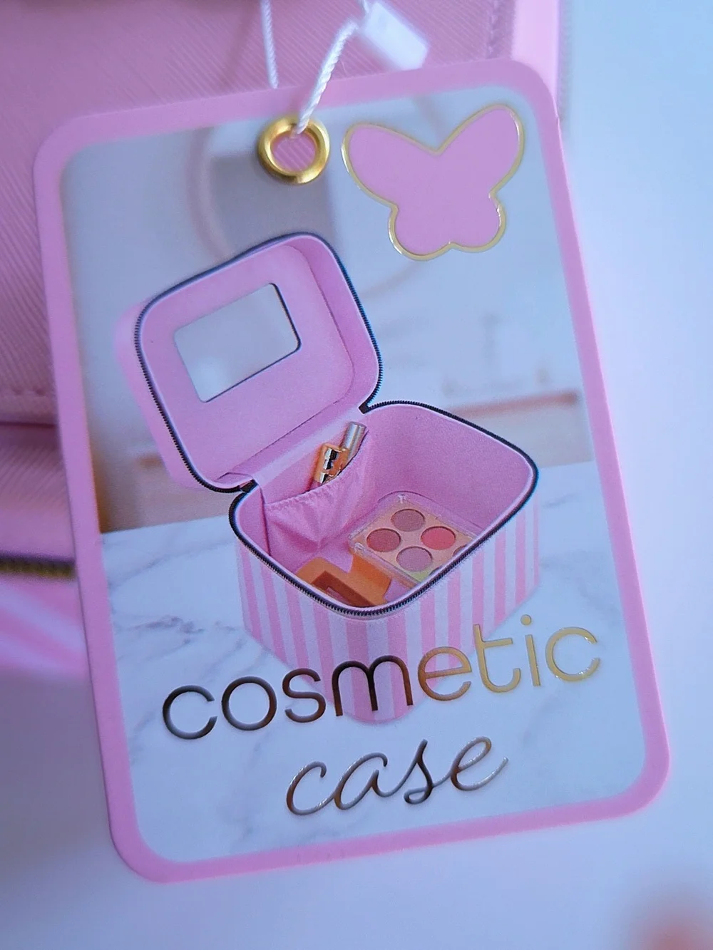 Enchante Accessories Cosmetic Case Striped Pink NWT